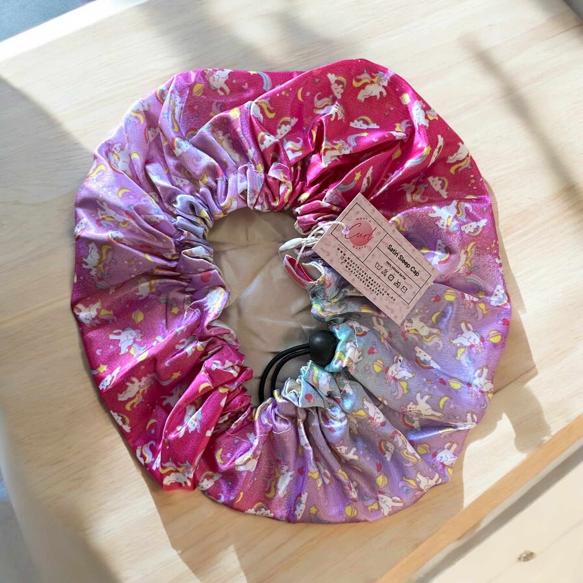 KIDS SATIN SLEEP BONNET UNICORNS